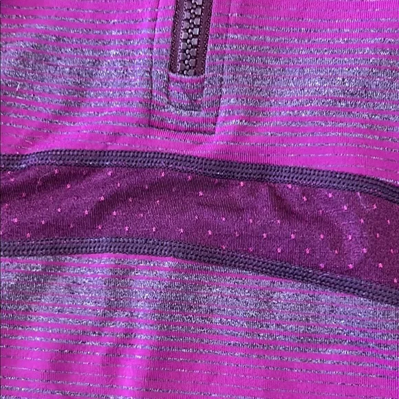 Title Nine Purple Striped Quarter-Zip Pullover - Picture 6 of 11